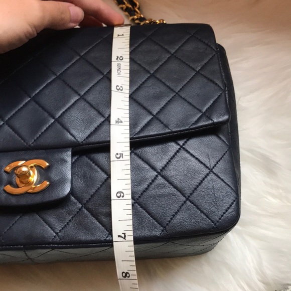 Chanel Vintage Single Flap bag Navy lambskin - Picture 14 of 15